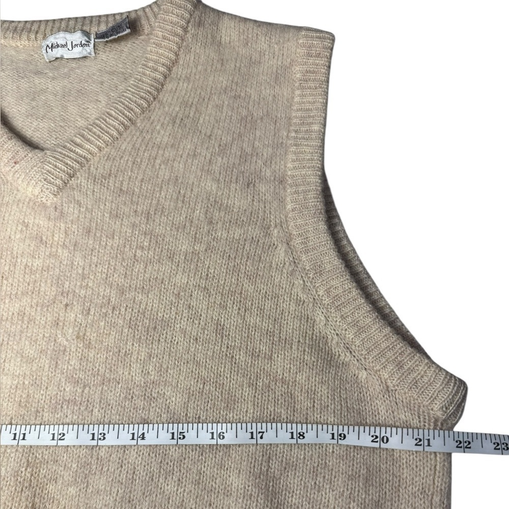 Michael Jordan cream sweater vest 100% pure new Wool Size Large VTG Y2K - Picture 10 of 13